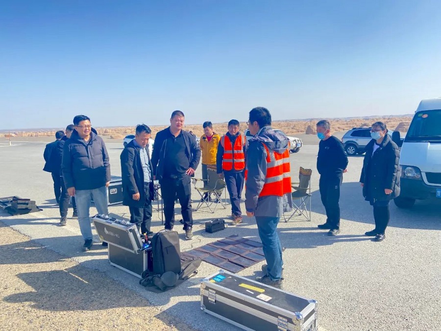 Comrade Wang Jin, Deputy Secretary of Dunhuang Municipal Committee, inspected and researched the 3D modeling of Yardang Geoarea