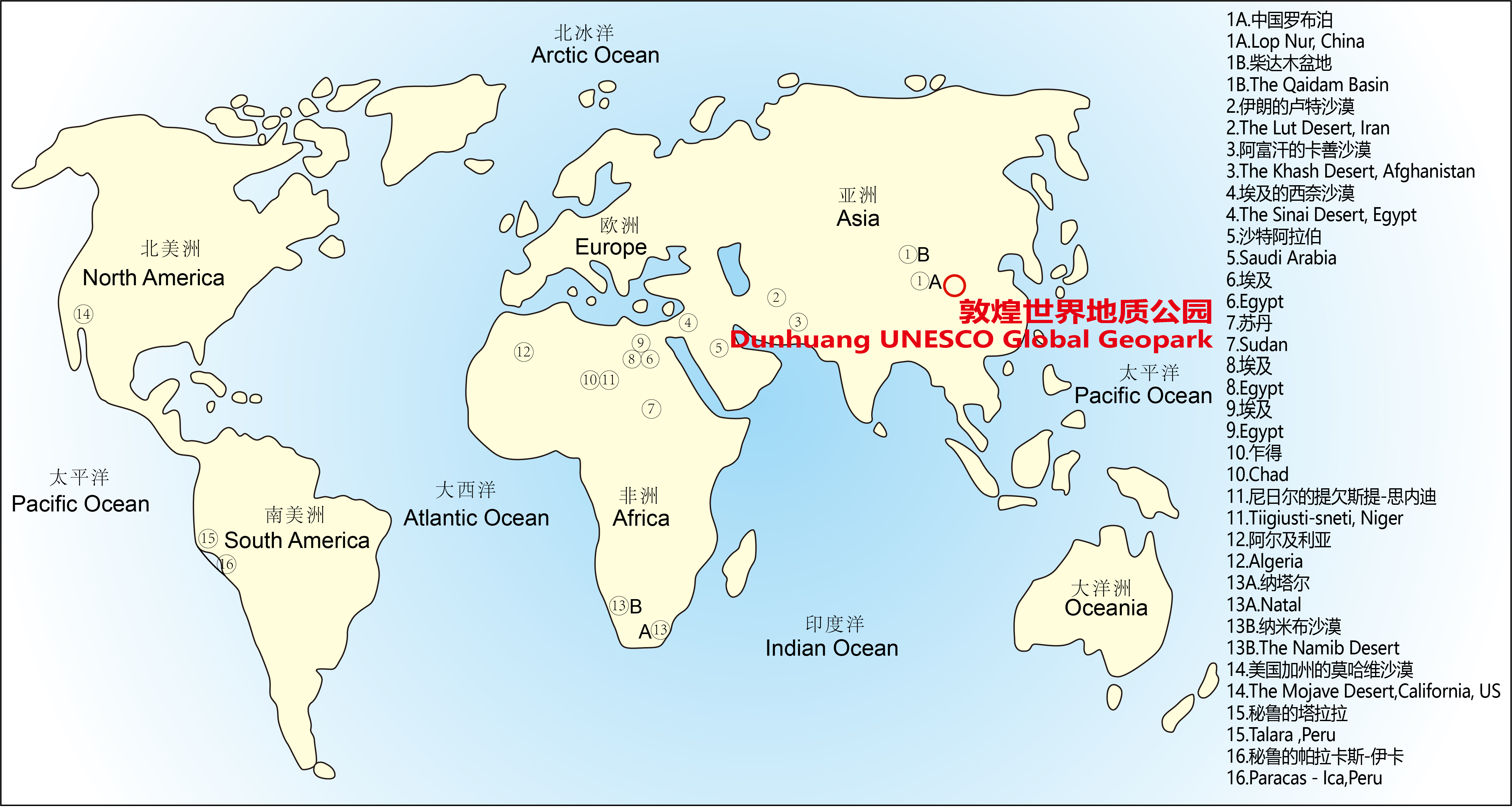 Distribution of the Yardang Landform in the World